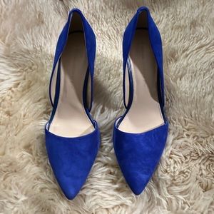 Banana Republic blue suede d’Orsay pumps, 4” heel